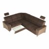 Santiago ágyazható ülőgarnitúra, barna szövet, balos 267x217x86/114 cm