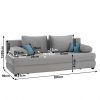 Cliv szürke-türkiz szövet kanapé ágyfunkcióval, áyneműtartóval 206x90x73-85 cm