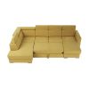 Marieta U sárga/barna ágyazható ülőgarnitúra ágyneműtartóval, balos 320x208-175x83-97 cm