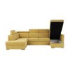 Marieta U sárga/barna ágyazható ülőgarnitúra ágyneműtartóval, balos 320x208-175x83-97 cm