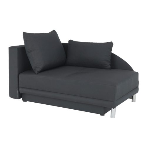 Laurel sötétszürke szövet ágyazható kanapé ágyneműtartóval, balos 149x90x80 cm