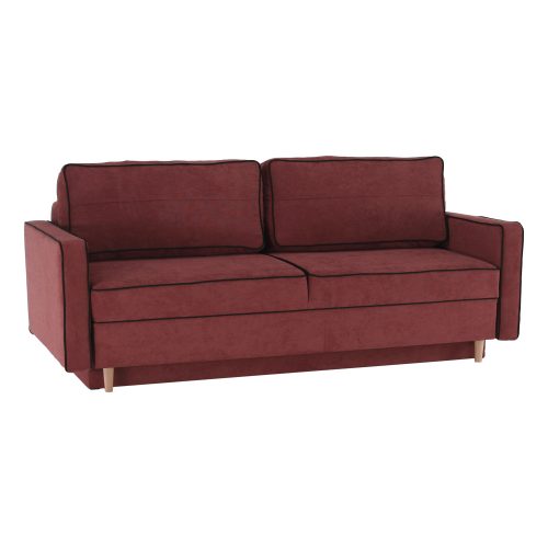 Bernia rózsaszín-fekete szövet ágyazható kanapé ágyneműtartóval 213x100x90 cm