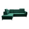 Korio L ágyazható ülőgarnitúra, smaragd, balos 262x175x91/103 cm