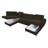 Korio U ágyazható barna szövet kanapé ágyneműtartóval, jobbos 355x200/175x103 cm