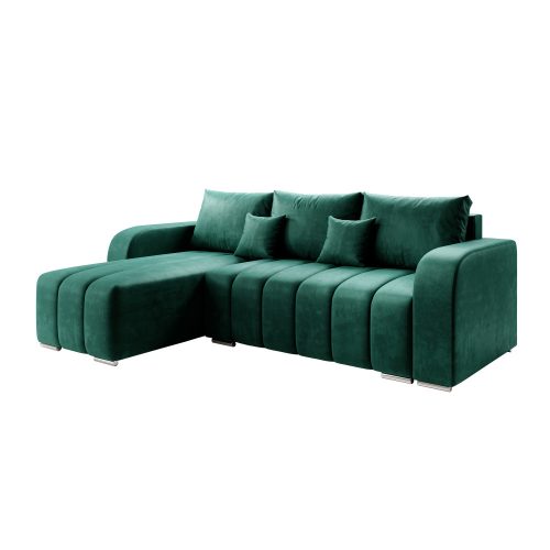 Porima Roh ágyazható ülőgarnitúra, smaragd, balos 245x147x86 cm