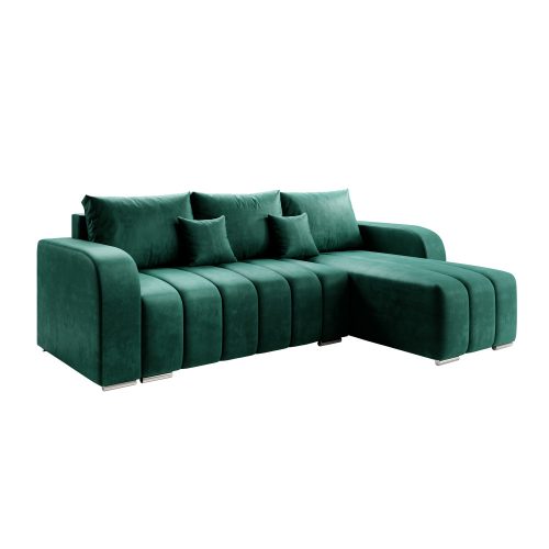 Porima Roh ágyazható ülőgarnitúra, smaragd, jobbos 245x147x86 cm