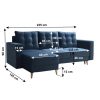 Bleky Roh ágyazható ülőgarnitúra, kék bársony, balos 235x145x90 cm