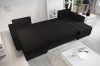 Tripolis U alakú ágyazható fekete szövet kanapé, ágyneműtartóval 350x161x70/80 cm
