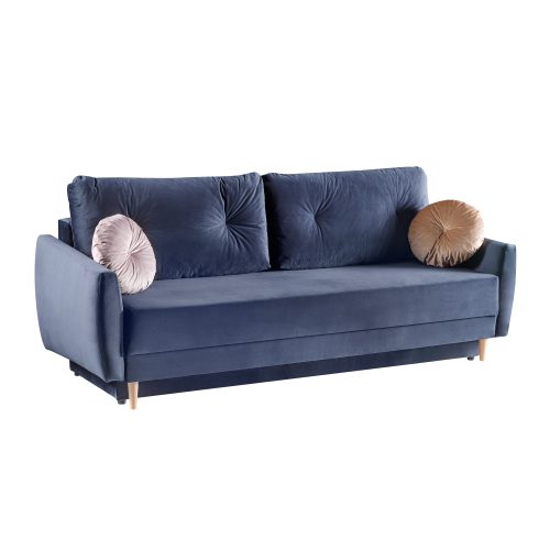 Amir kék szövet kanapé, ágyazható ágyneműtartóval 230x89x95 cm