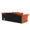 Patryk narancssárga szövet ágyazható kanapé, ágyneműtartóval 78x215x75 cm