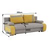 Bolivia szürke-sárga szövet kanapé, ágyfunkcióval és ágyneműtartóval 200x105x88 cm 