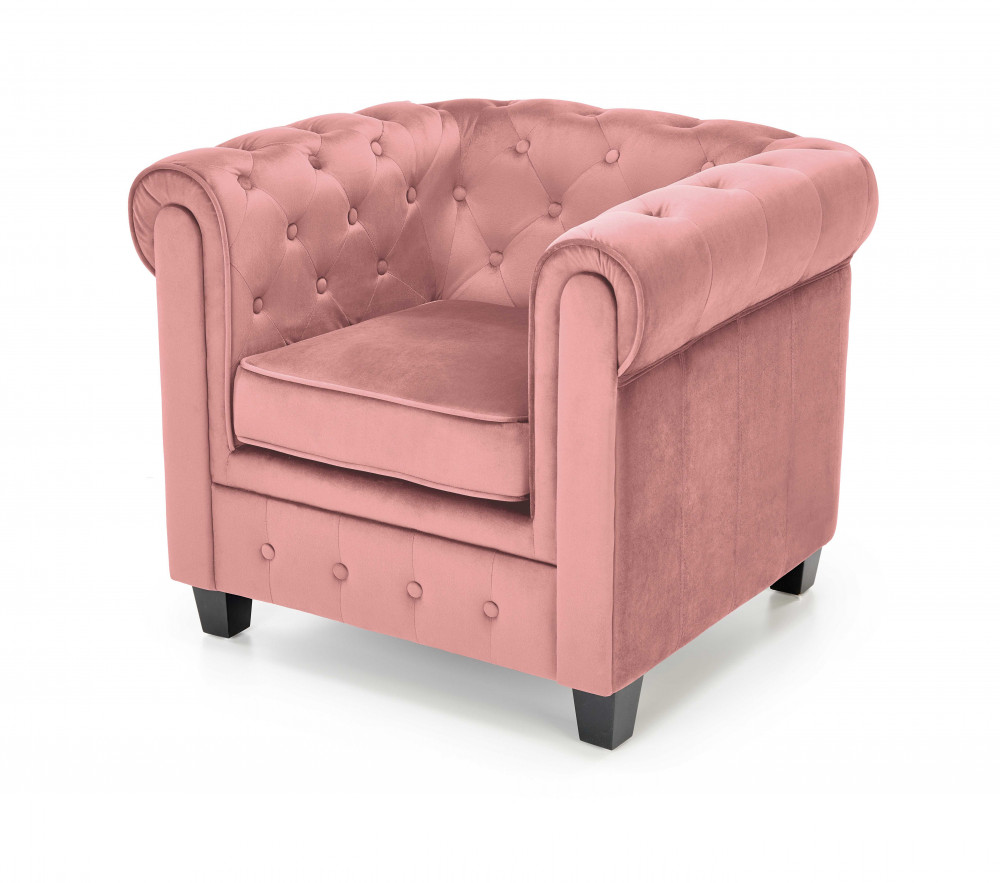 ER33 rózsaszín/fekete bársony fotel