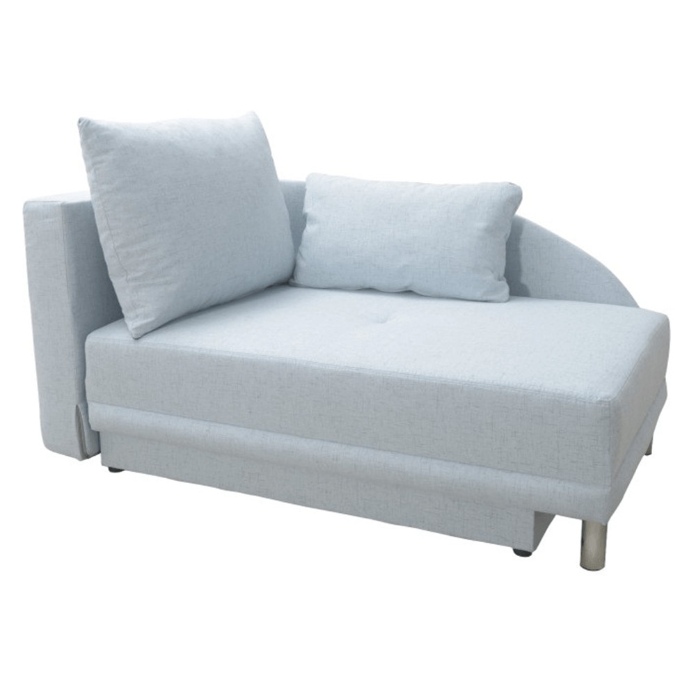 Laurel világoskék szövet kanapé ágyfunkcióval, ágyneműtartóval balos kivitel 149x90x80 cm