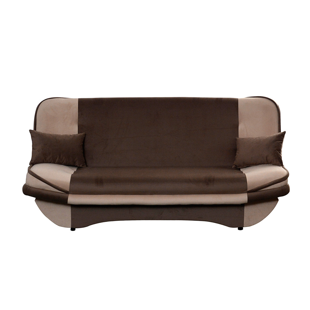 Guru barna-szürkésbarna szövet ágyazható kanapé, ágyneműtartóval 200x95x100 cm